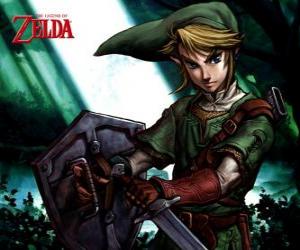 Puzzle LInk με το σπαθί και την ασπίδα με τις περιπέτειες του The Legend of Zelda παιχνίδι βίντεο